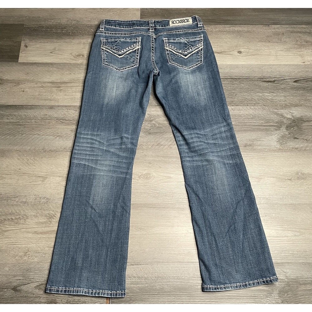 Rock & Roll Cowgirl W7-4506 Low Rise Bootcut Riding Jeans Women’s 32 x 29.5